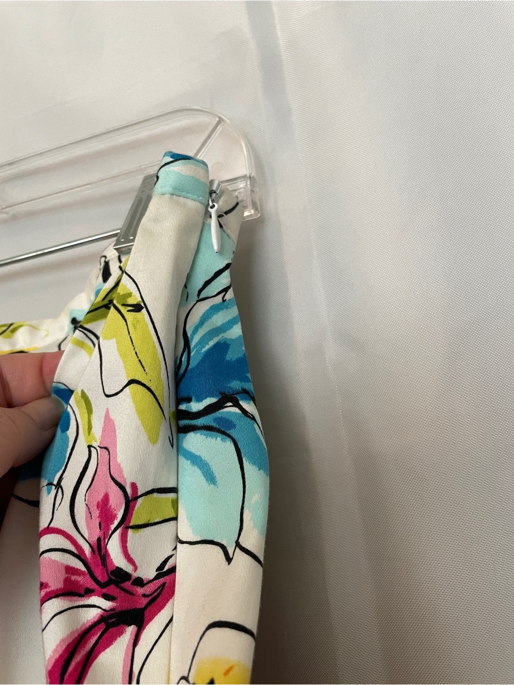 M.D.L. New York Floral A-Line Skirt in White with Pink, Blue & Yellow Flowers - Picture 3 of 5